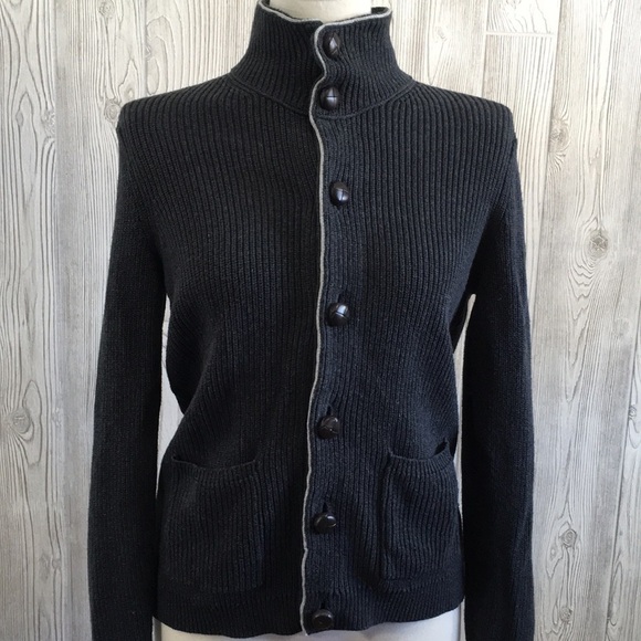 Nautica Gray Cardigan Sweater Mock Neck Button Up Small - Picture 7 of 9